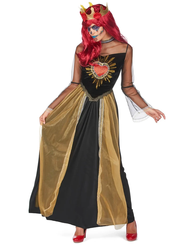 Königin Kostüm für Damen Dia de los muertos Schwarz Rot