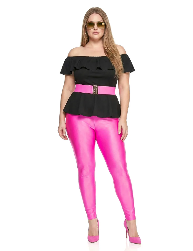 Kostüm 80er Jahre Party Damen Plus Size Schwarz Pink