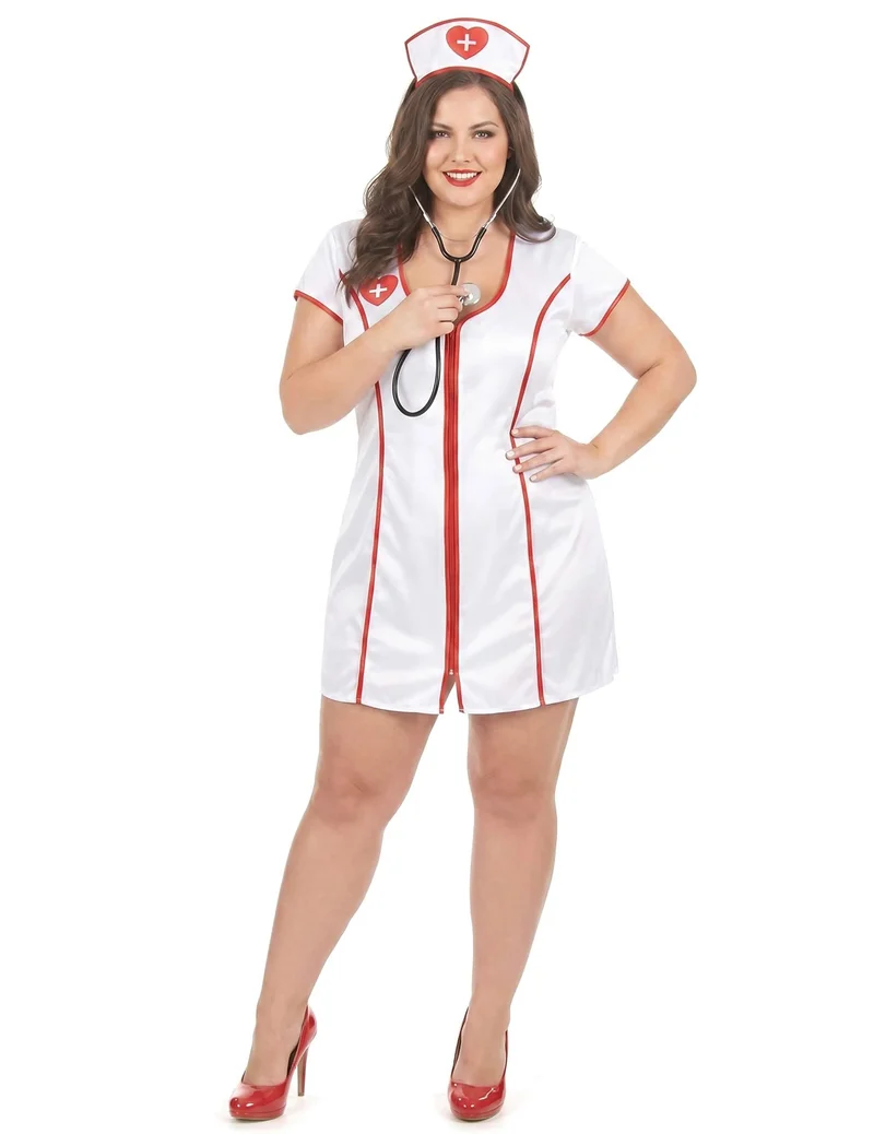 Sexy Krankenschwester Kostüm Plus Size Damen in Weiß