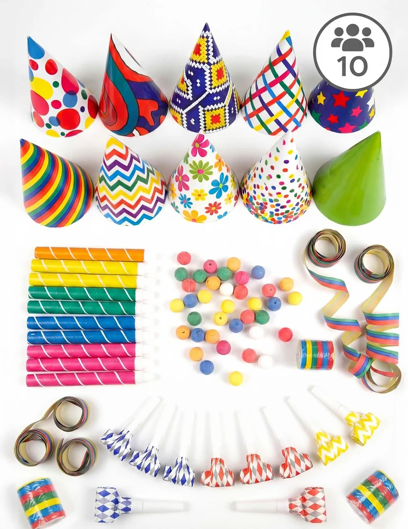 Mehrfarbiges Partygeschenk-Set für 10 Personen