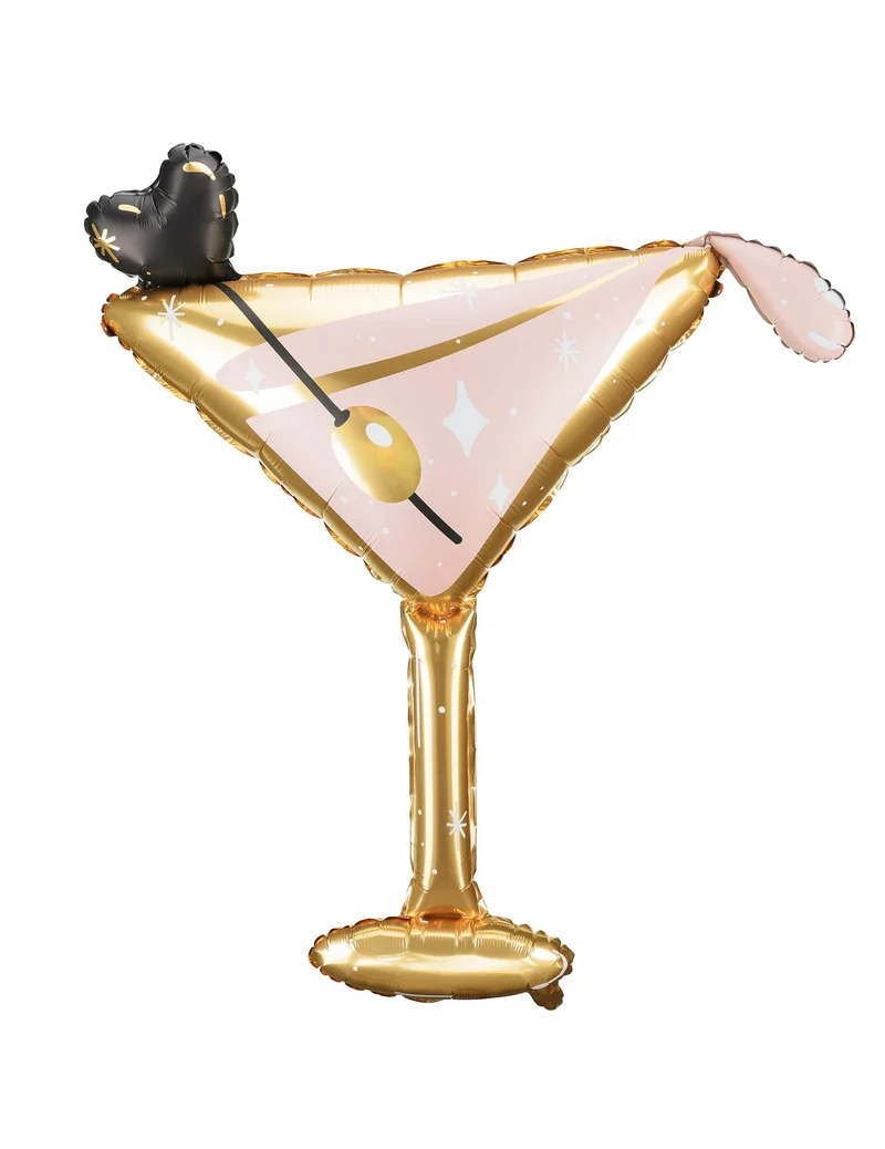 Rosa-goldener Cocktail-Folienballon aus Glas, 126 x 93 cm