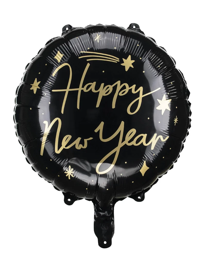 Schwarz-goldener Folienballon Frohes Neues Jahr 45 cm
