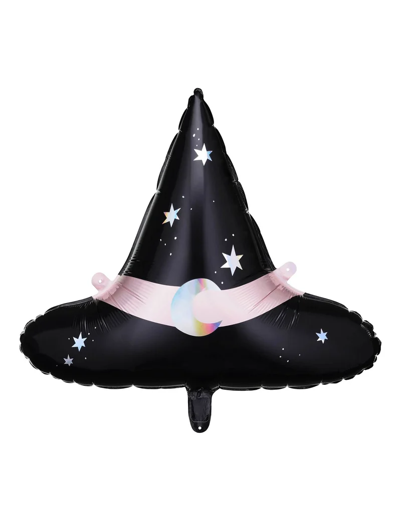 Hexenhut Folienballon Partydeko schwarz-rosa 66 x 57 cm