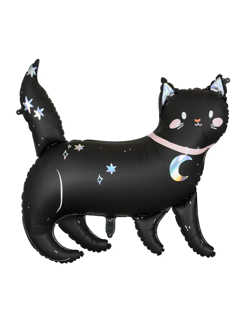 Aluminiumballon Katze schwarz-rosa 96 x 95 cm