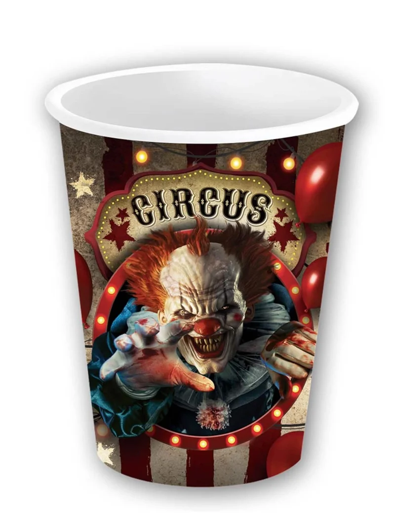 Halloween Pappbecher Circus Tischzubehör 6 Stück bunt 240 ml
