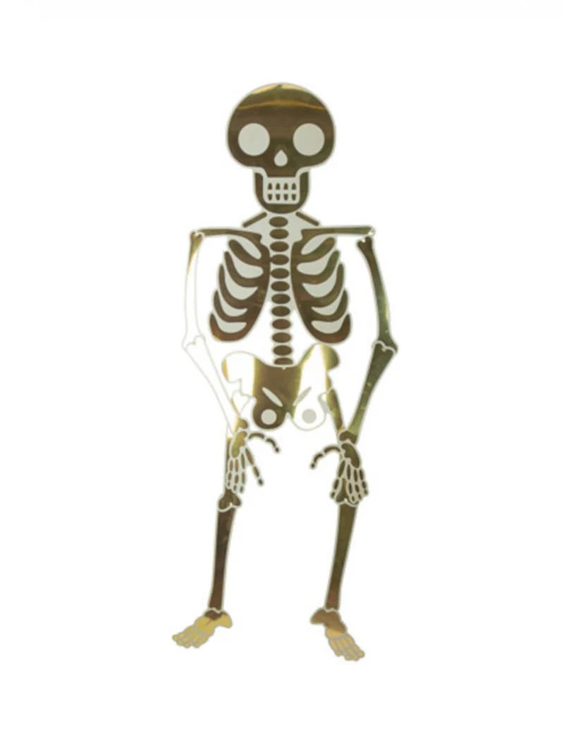Skelett-Deko Halloween-Wanddekoration weiß-gold 1,35 m x 46,8 cm