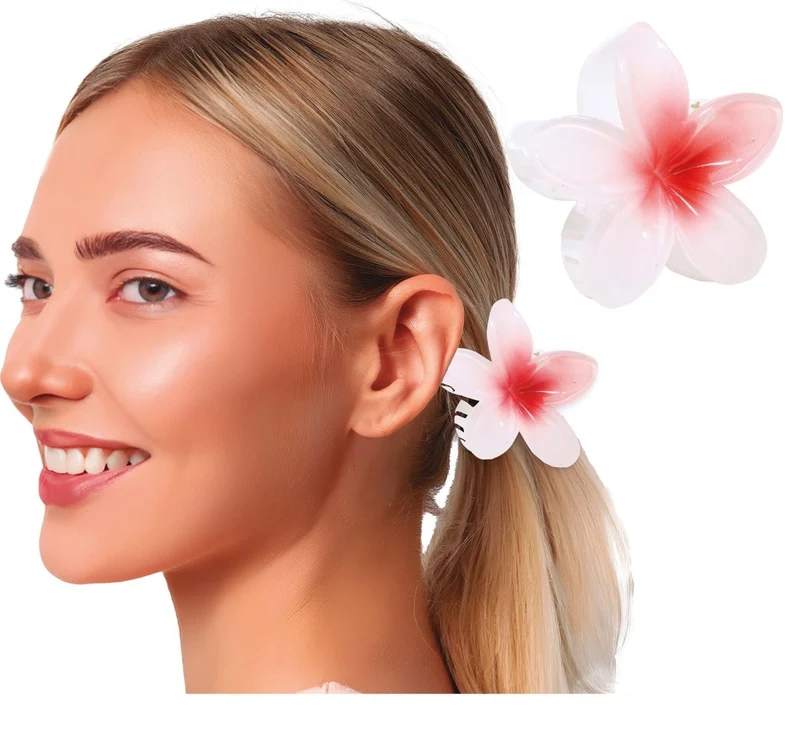 Blume Haarspange Weiß Rot