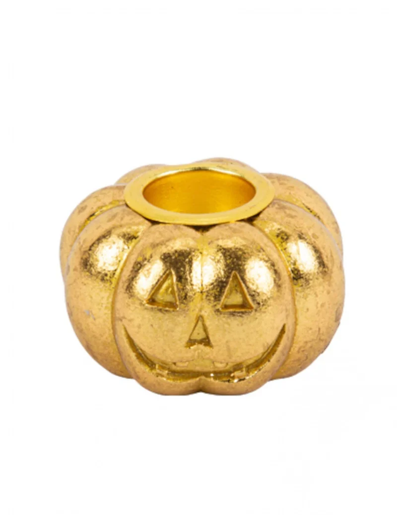Kerzenhalter Kürbis Tischdekoration Halloween gold 3,7 x 6 cm