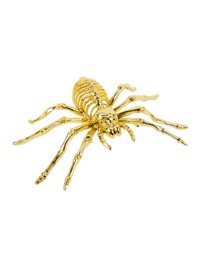 Skelett-Spinne Halloween-Deko goldfarben 12,5 x 20,5 cm