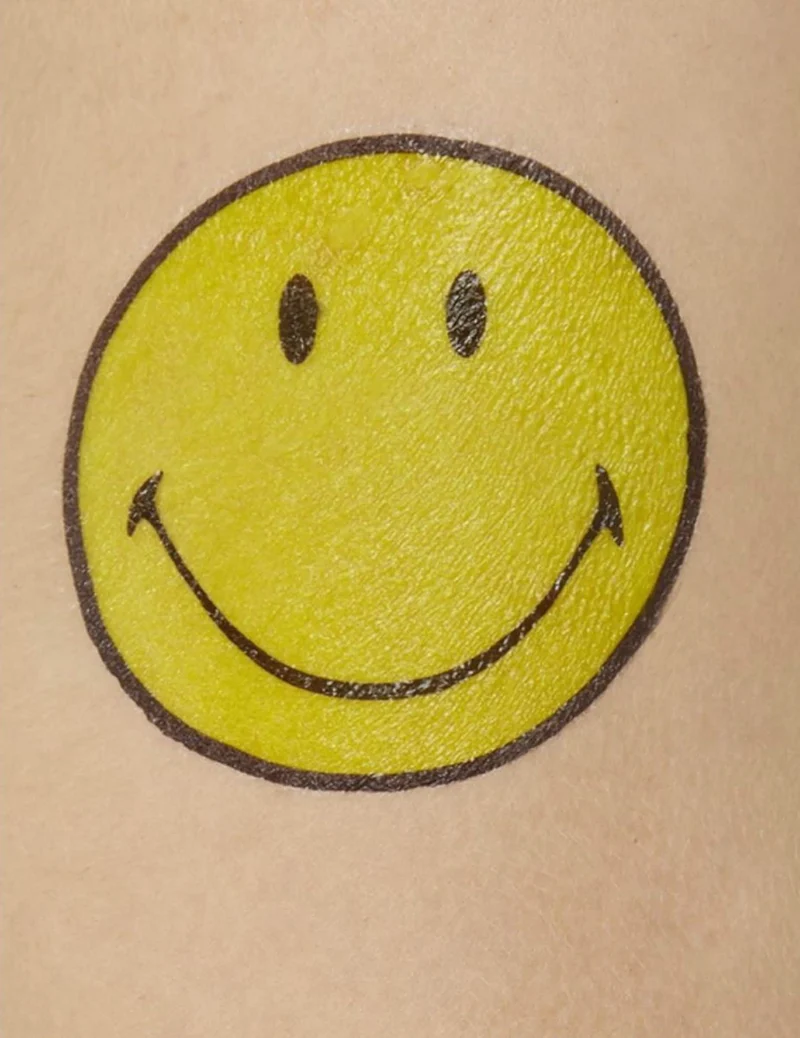 Smiley™-Tattoos lachendes Gesicht gelb-schwarz 9 Stück