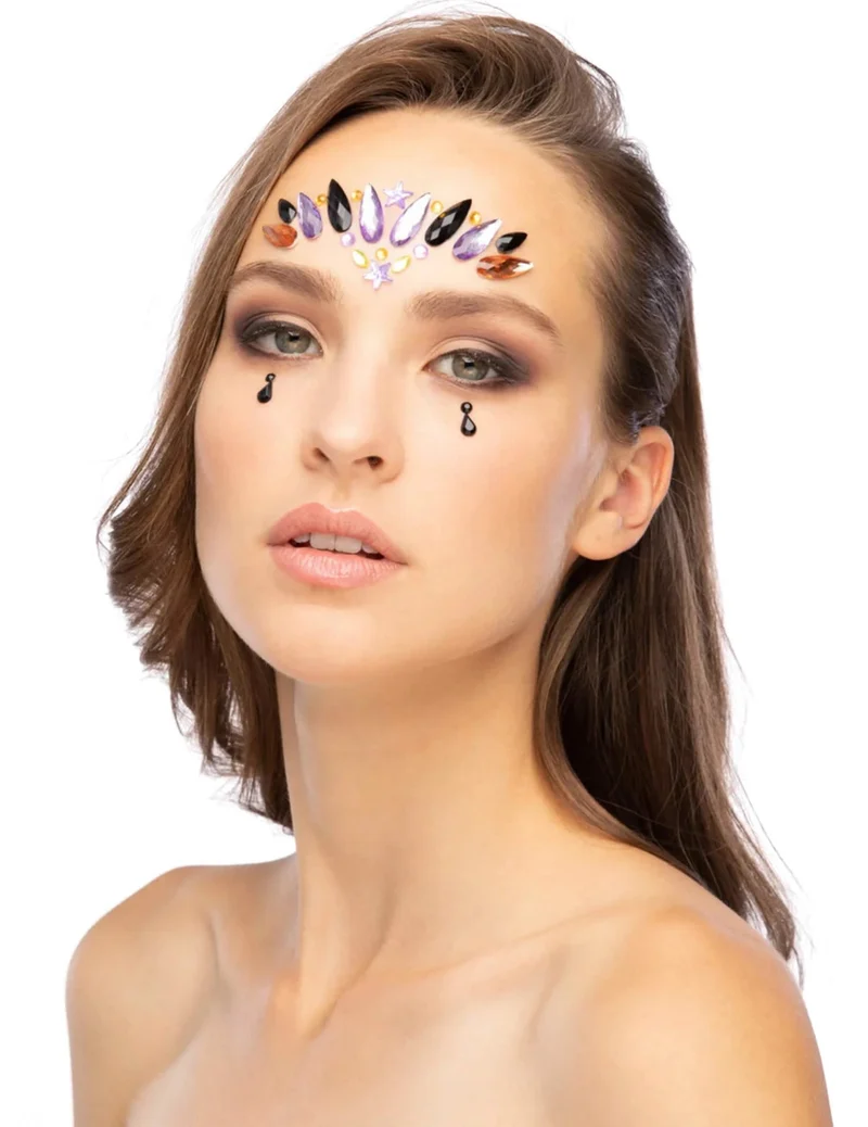 Strass-Sticker fürs Gesicht selbstklebend Kostümaccessoire Schmuck bunt