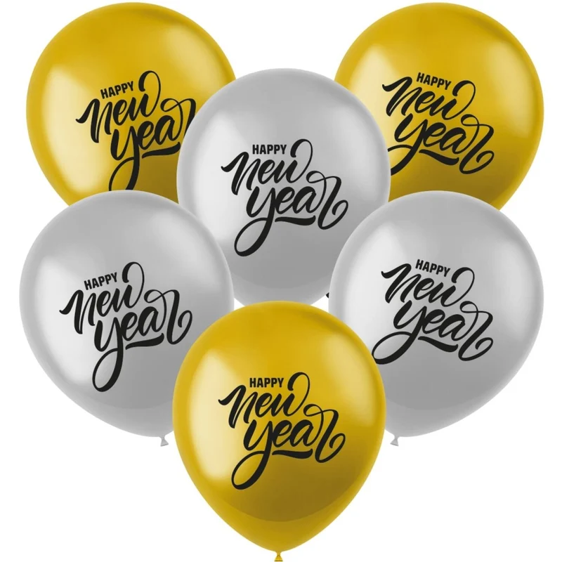 Frohes neues Jahr Luftballons 33cm 6Stück