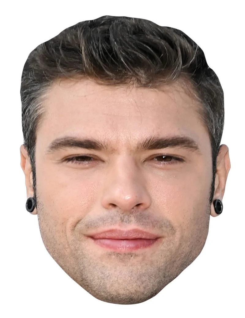 Erwachsene Fedez-Maske aus Pappe
