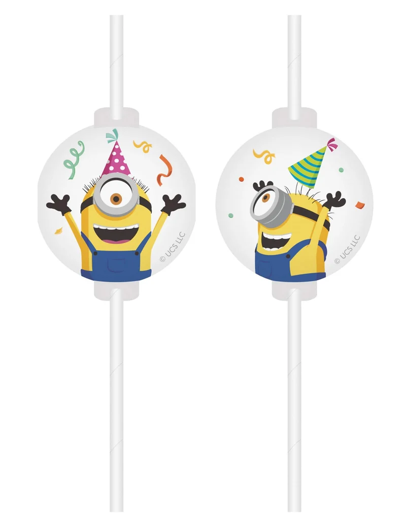 4 Minions™ Medaillon-Strohhalme
