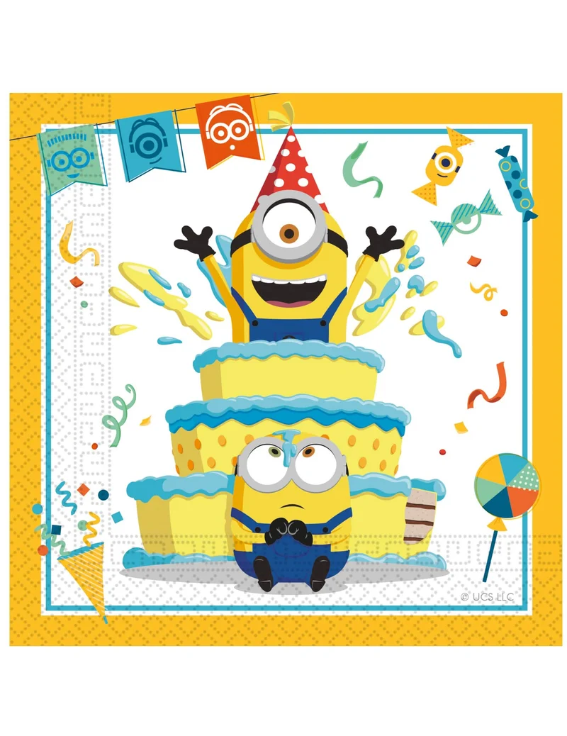 Minions™-Servietten Kindergeburtstag Tischdeko 20 Stück bunt