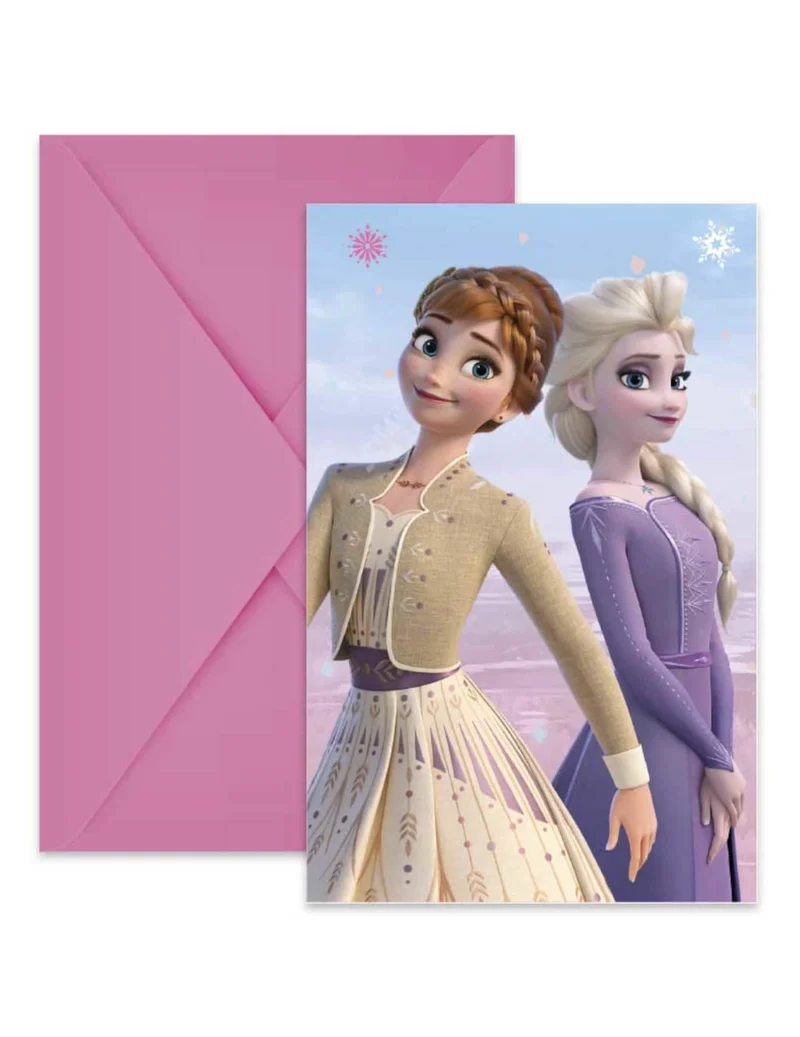 6 Frozen-Einladungen mit Umschlägen