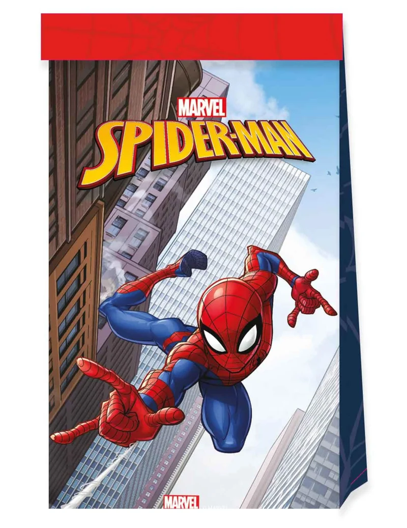 4 Papiertüten Spiderman Fighter™ 22 x 13 cm