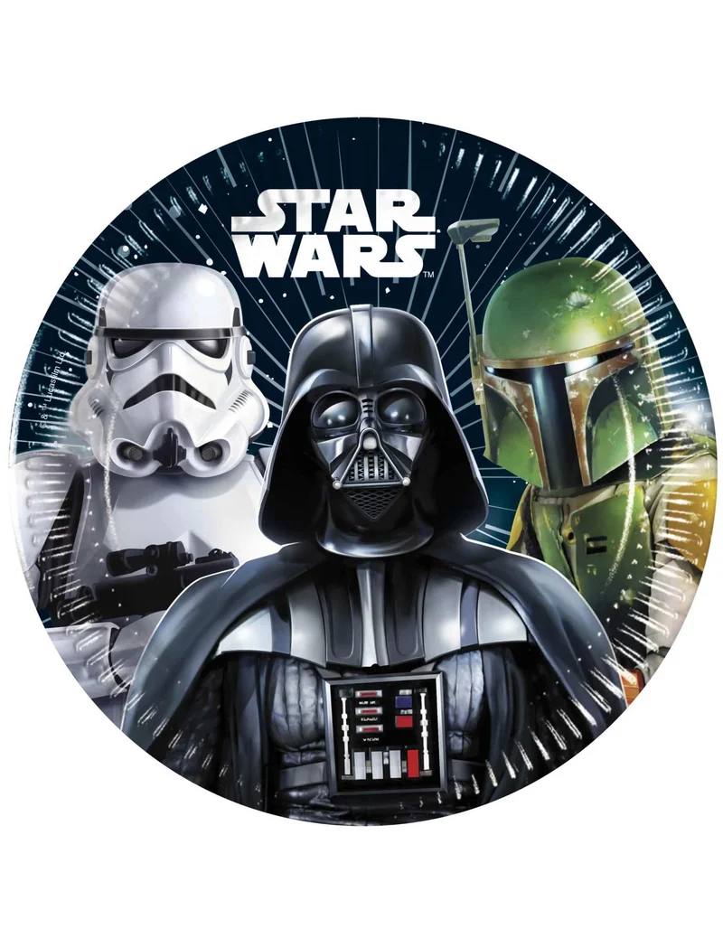 Star Wars™-Pappteller Tischzubehör 8 Stück schwarz-weiß-grün 20 cm