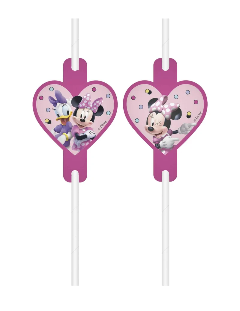 4 Minnie Junior™ Medaillon-Strohhalme