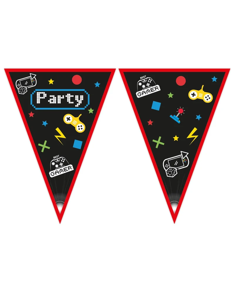 Gaming Party Wimpelgirlande aus Papier 2,3 m