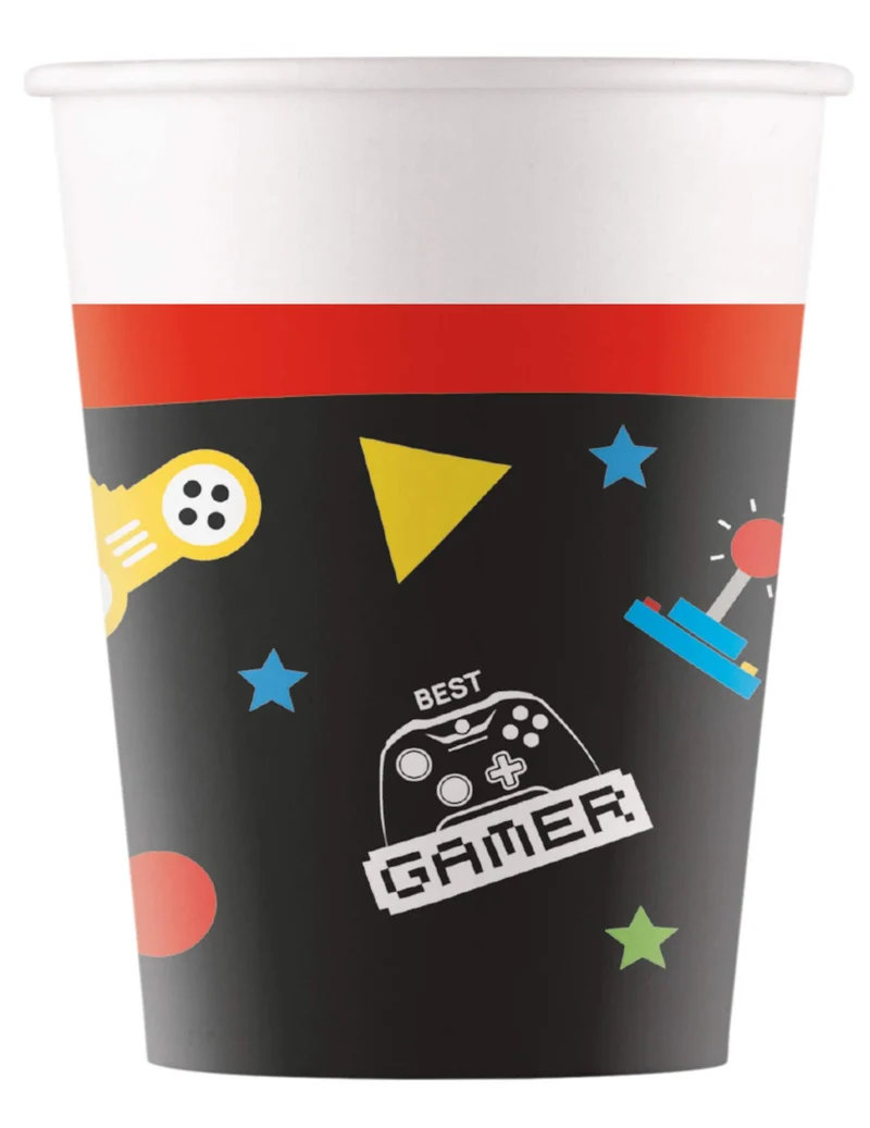 8 Gaming-Party-Pappbecher 200 ml