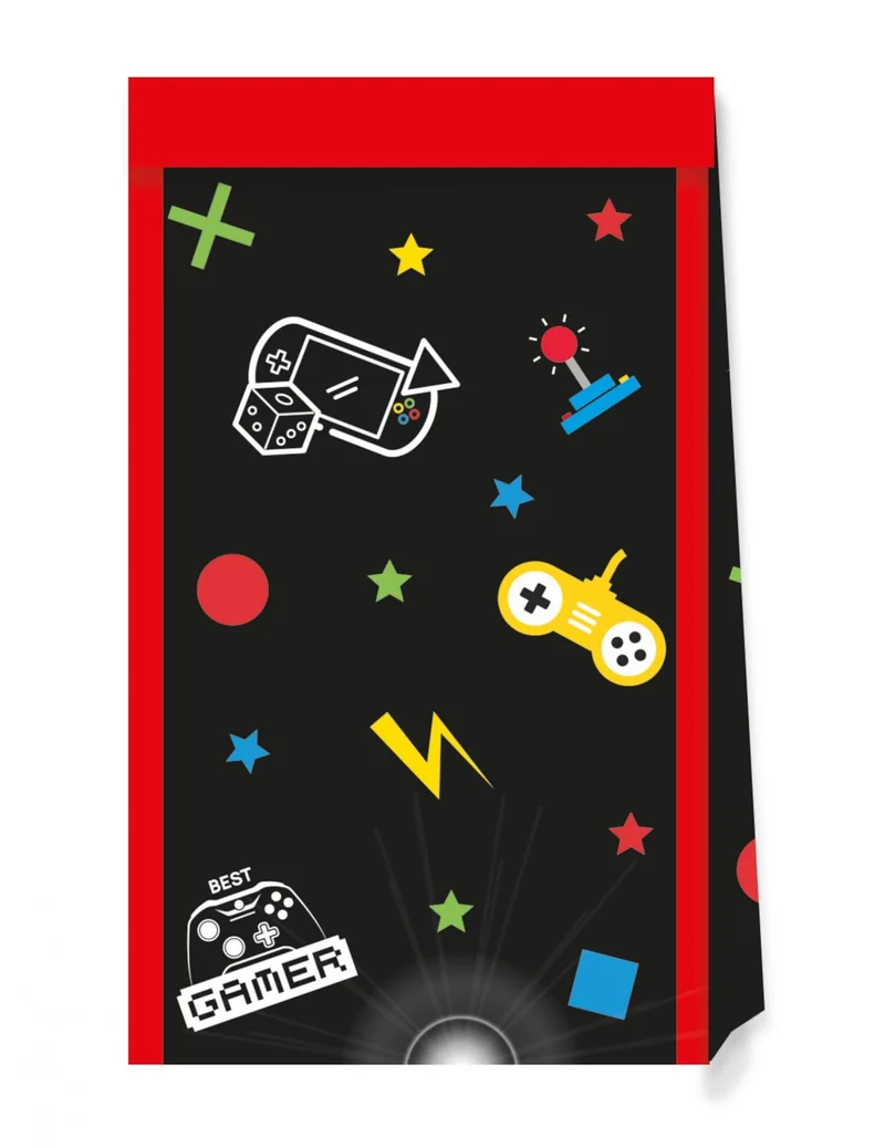 4 Gaming Party Papiertüten 22 x 13 cm