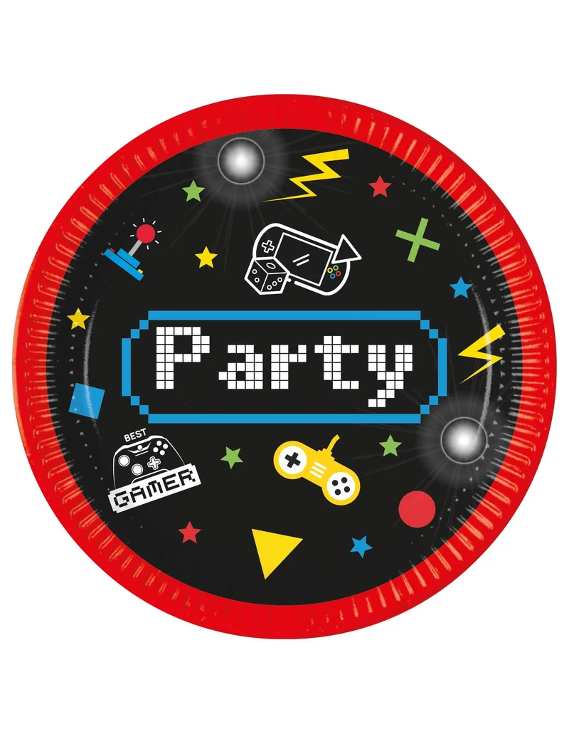 8 Gaming Party Pappteller 23 cm