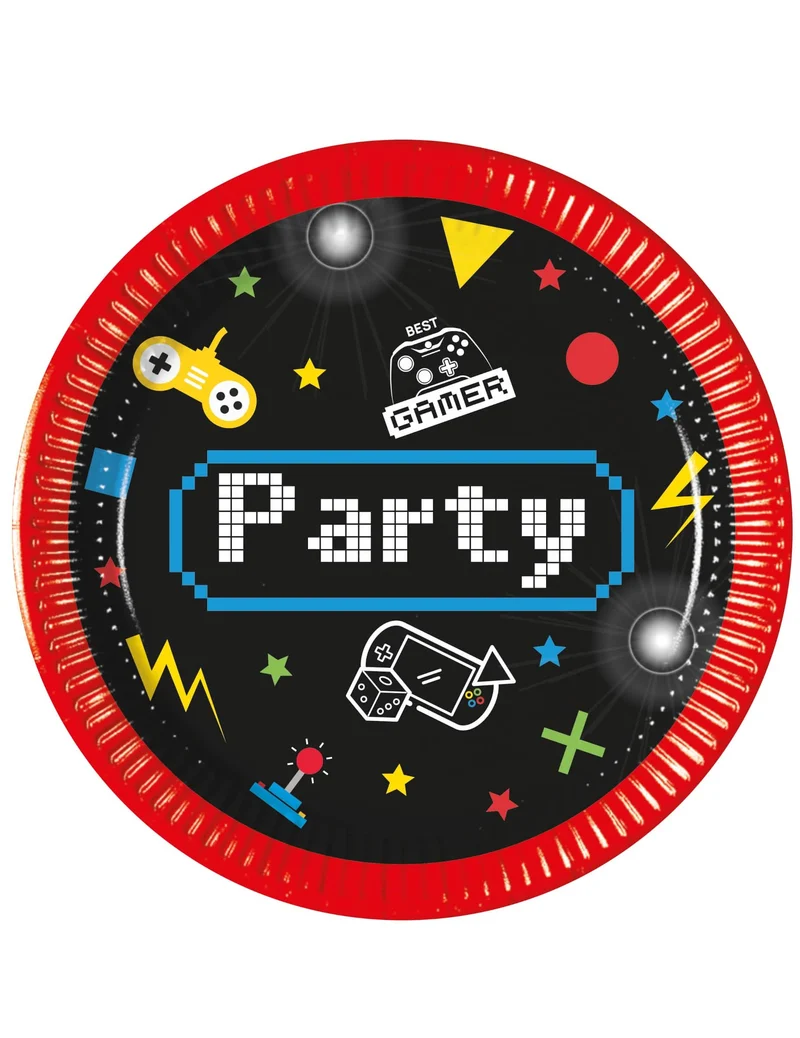 8 kleine Gaming Party Pappteller 20 cm