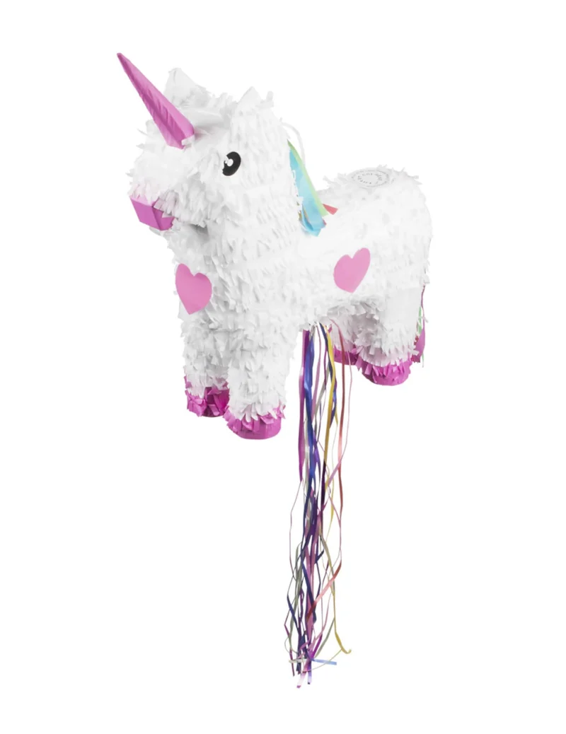 Einhorn-Pinata Spielzeug-Kindergeburtstag aus Pappkarton rosafarben-weiß 47 x 39 cm