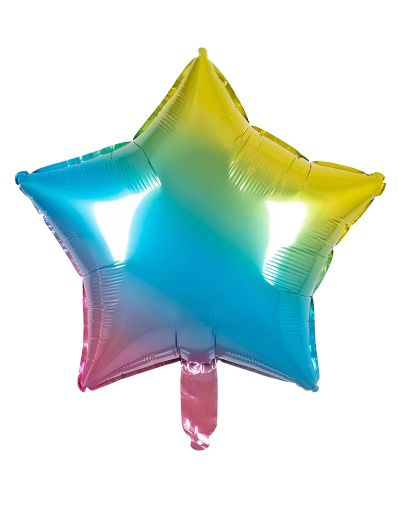 Stern-Aluminium-Ballon Regenbogenfarben 45 cm bunt