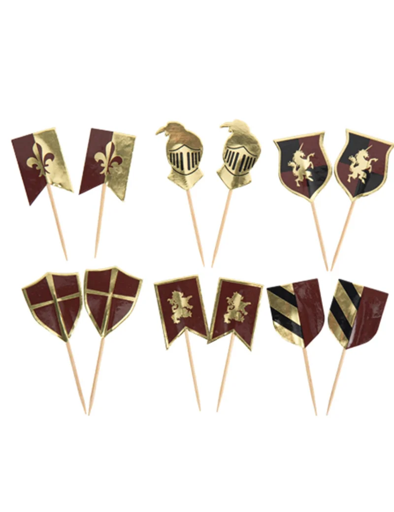 12 doppelseitige Ritterpicks 7-8 cm