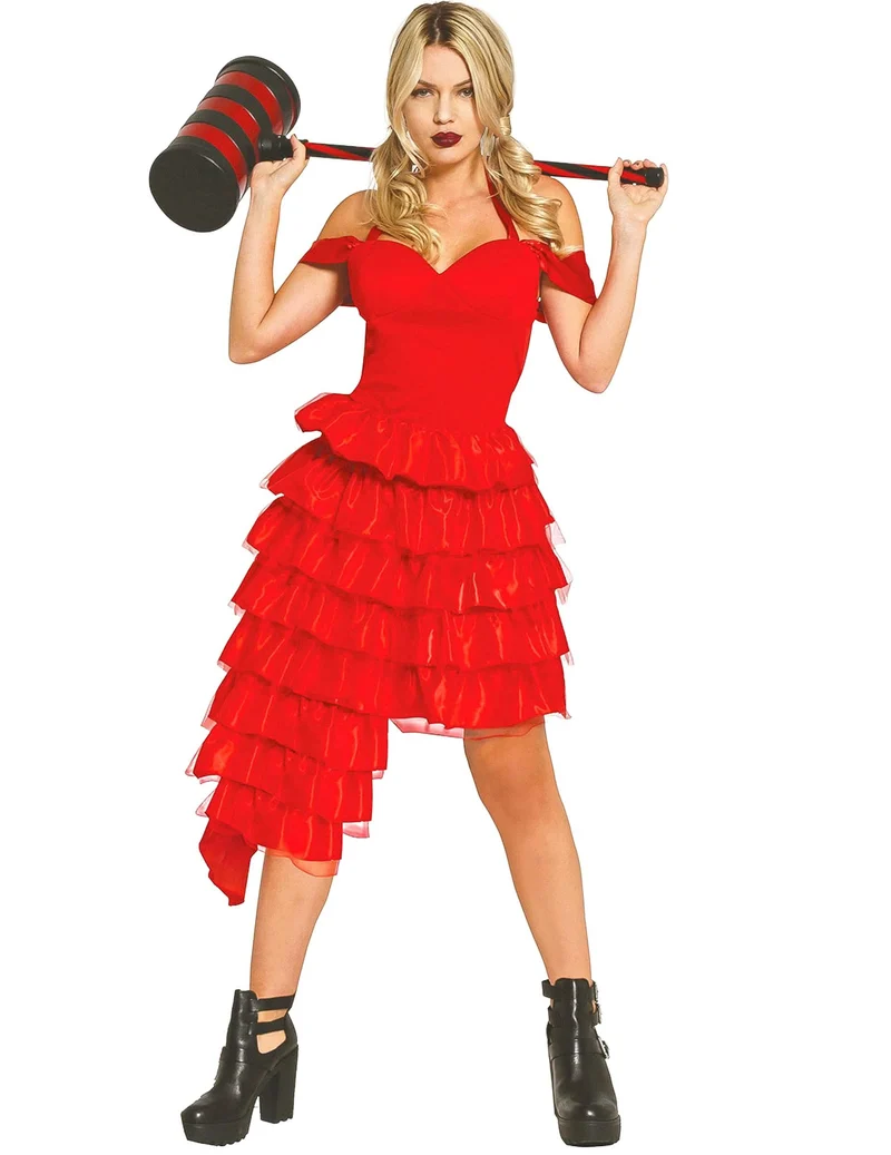 Harlekin-Kostüm Halloween-Kleid rot