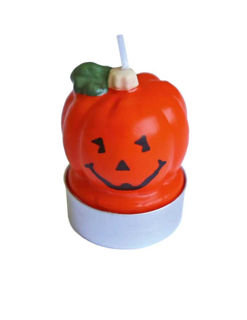 Kürbis-Teelicht Halloween Tischdeko 3 Stück orange-grün-schwarz