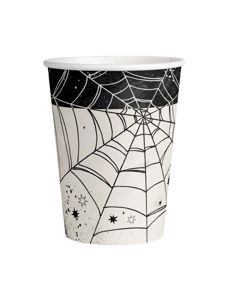 Spinnennetz Pappbecher Einweggeschirr Halloween 8 Stück 250 ml