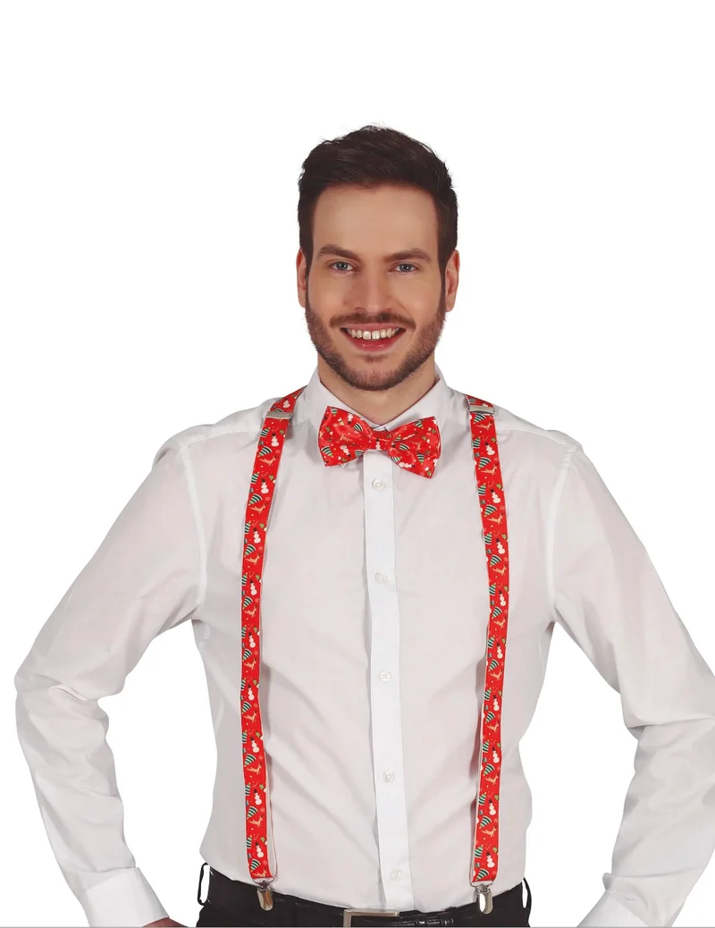 Rote Weihnachts-Hosenträger für Erwachsene