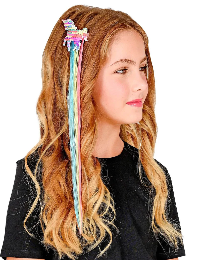 Haarsträhne mit Einhorn, bunt