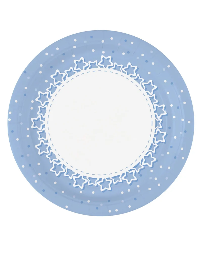 8 Pappteller Stern hellblauch