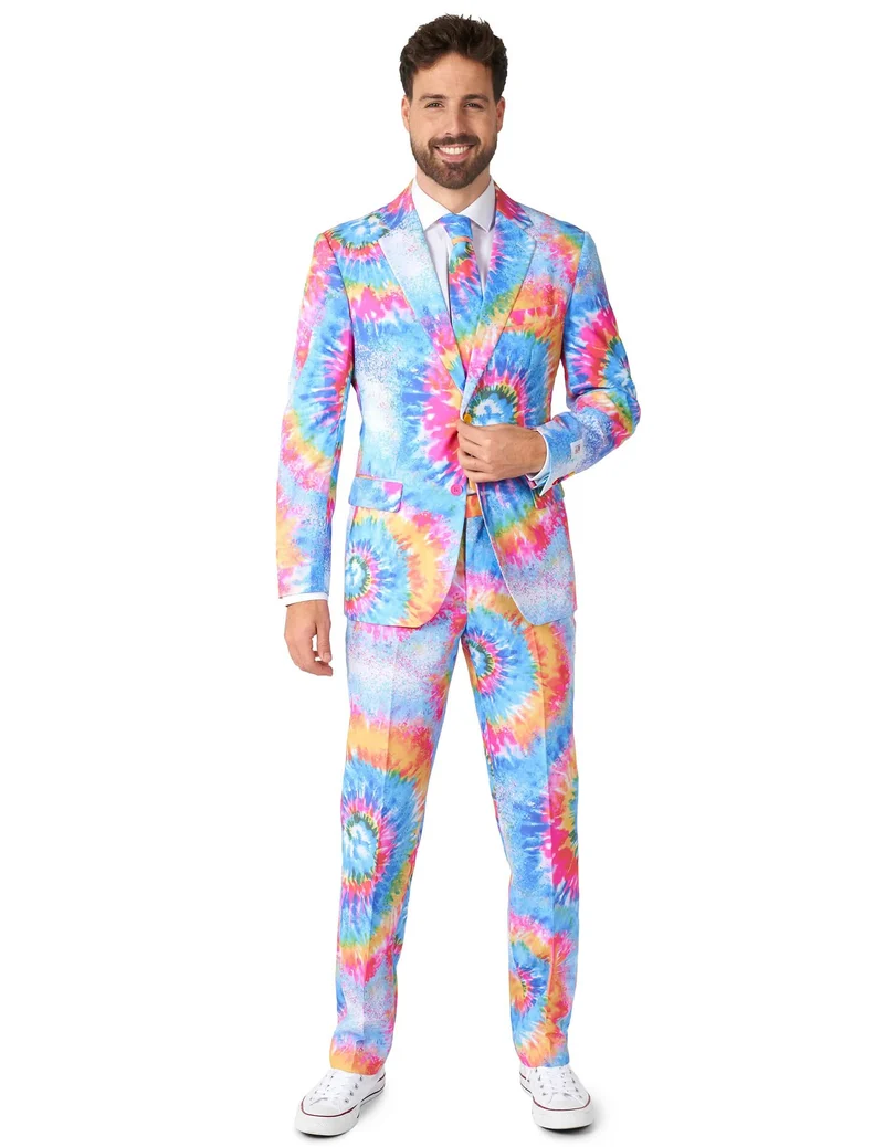 Mr. Tie-Dye Opposuits™-Anzug für Erwachsene blau-gelb-rosa