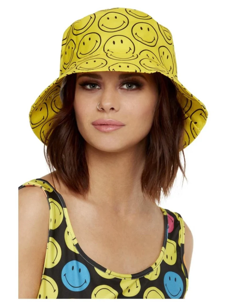 Gelber Smiley™ Fischerhut für Erwachsene