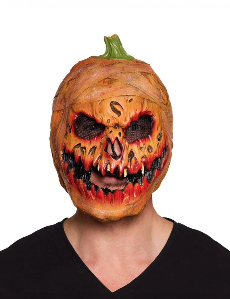 Kürbis-Maske für Erwachsene Halloween orange-grün