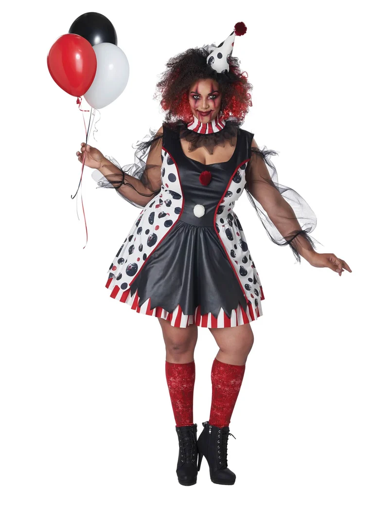 Psycho-Clown Damenkostüm in Übergröße