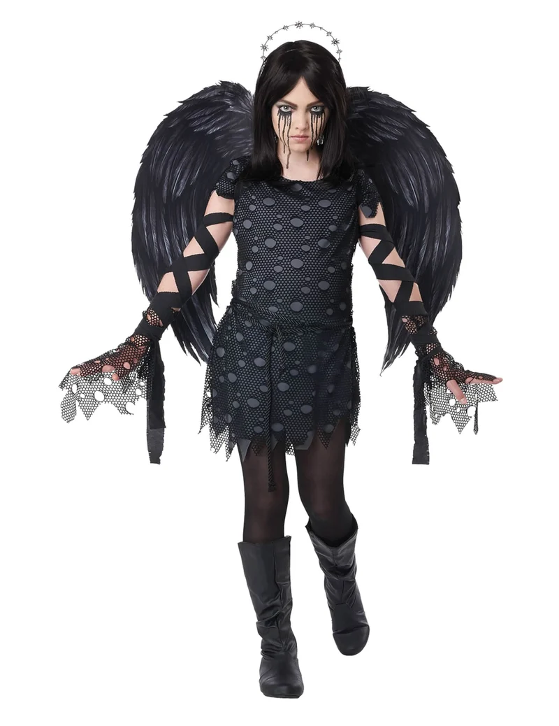Gothic Engel Kostüm Halloweenkostüm für Kinder schwarz