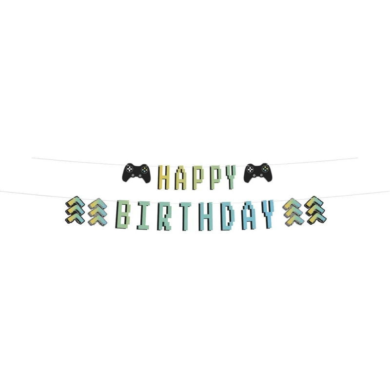 Gaming Party Buchstabengirlande Happy Birthday 1.50m
