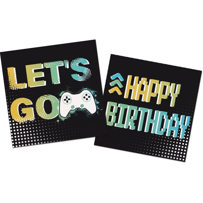Gaming Party Servietten Happy Birthday 33cm 20Stück