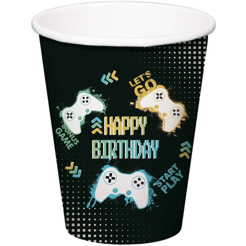 Gaming Party Becher Schwarz 250ml 8Stück