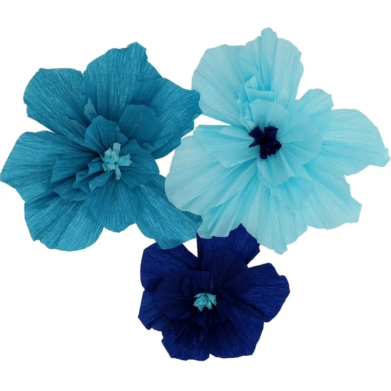 Blumen Tischdekoration Blau 30cm 3Stück