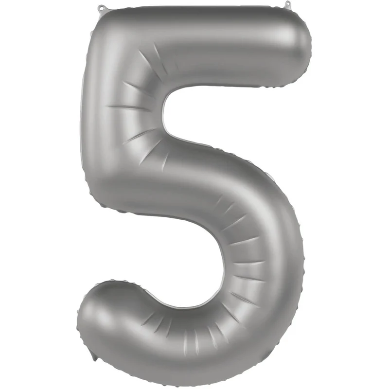 5 Jahre Figur Ballon Silber 86cm