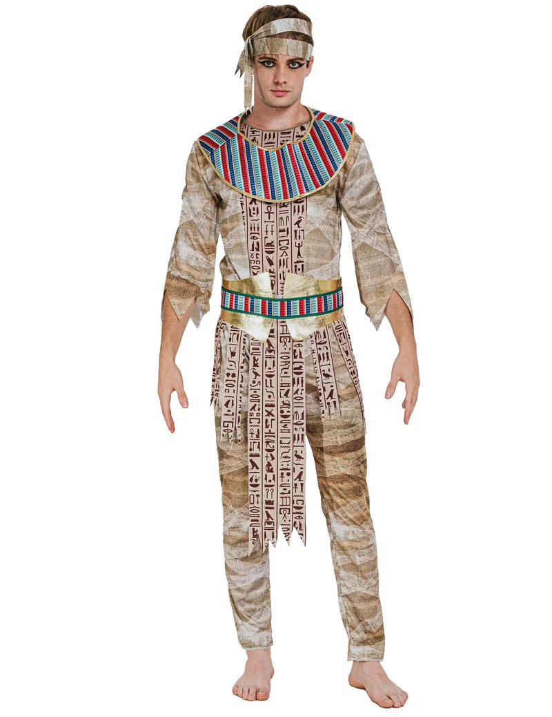 Pharao-Kostüm für Herren Halloween-Kostüm beigefarben-bunt