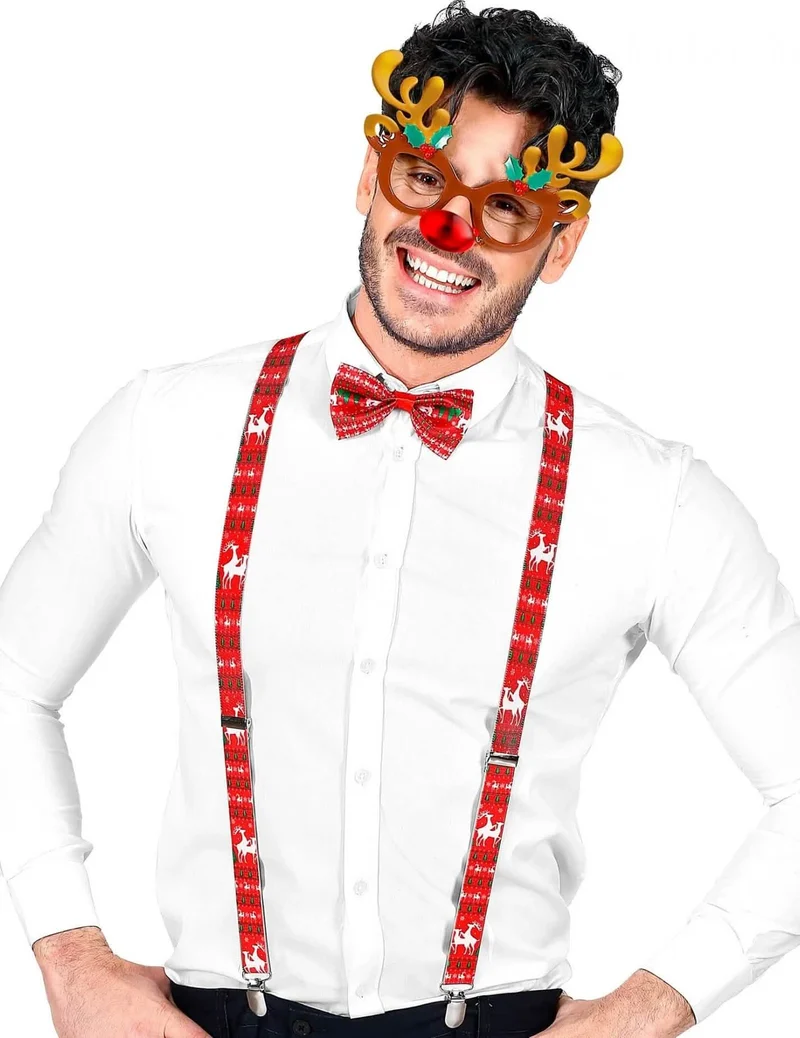 Lustiges Rentier-Set für Weihnachten 3-teilig bunt