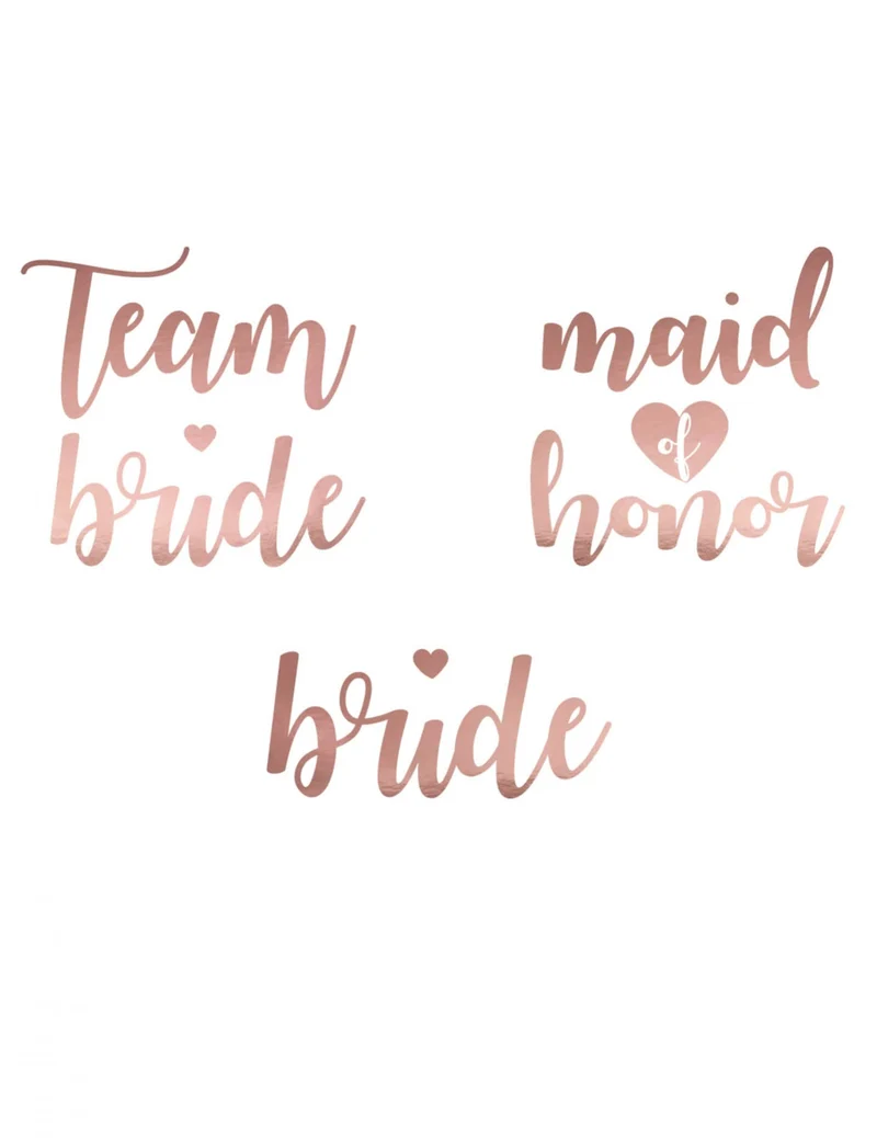 13 temporäre Tattoos Team Bride in Roségold